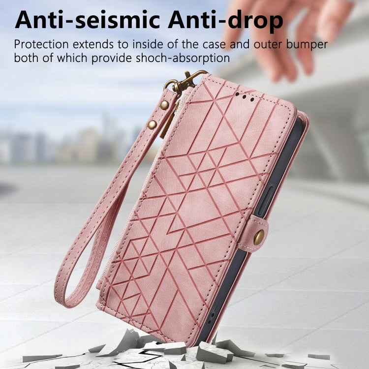 Geometric Zipper Wallet Side Buckle Leather Phone Case, For Samsung Galaxy A55 5G, For Samsung Galaxy S24 Ultra 5G, For Samsung Galaxy S24+ 5G, For Samsung Galaxy S24 5G, For Samsung Galaxy A05, Samsung Galaxy A05s, For Samsung Galaxy A25 5G           ...