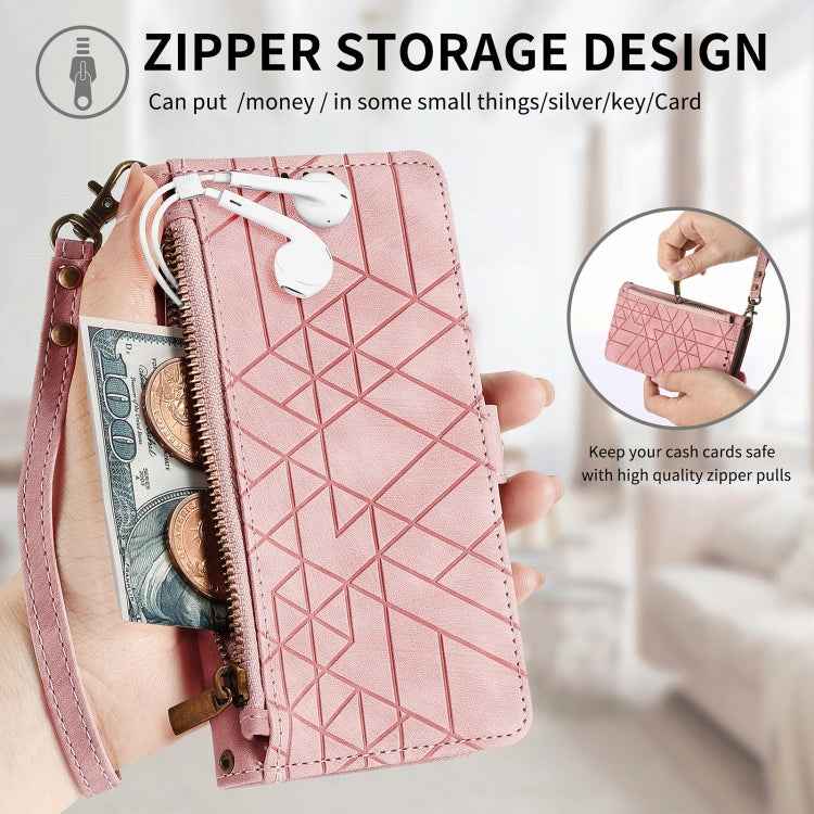 Geometric Zipper Wallet Side Buckle Leather Phone Case, For Samsung Galaxy A55 5G, For Samsung Galaxy S24 Ultra 5G, For Samsung Galaxy S24+ 5G, For Samsung Galaxy S24 5G, For Samsung Galaxy A05, Samsung Galaxy A05s, For Samsung Galaxy A25 5G           ...