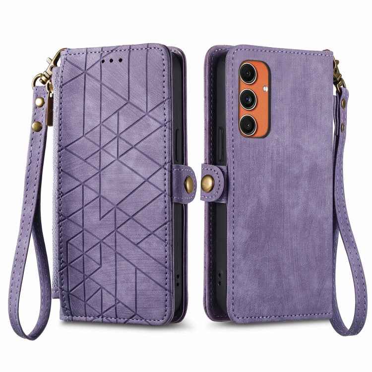 Geometric Zipper Wallet Side Buckle Leather Phone Case, For Samsung Galaxy A55 5G, For Samsung Galaxy S24 Ultra 5G, For Samsung Galaxy S24+ 5G, For Samsung Galaxy S24 5G, For Samsung Galaxy A05, Samsung Galaxy A05s, For Samsung Galaxy A25 5G           ...