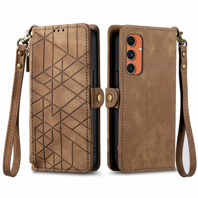Geometric Zipper Wallet Side Buckle Leather Phone Case, For Samsung Galaxy S26 Edge 5G, For Samsung Galaxy S25 Edge 5G, For Samsung Galaxy A36 5G, For Samsung Galaxy S25 5G, For Samsung Galaxy S25+ 5G, For Samsung Galaxy S25 Ultra 5G                   ...