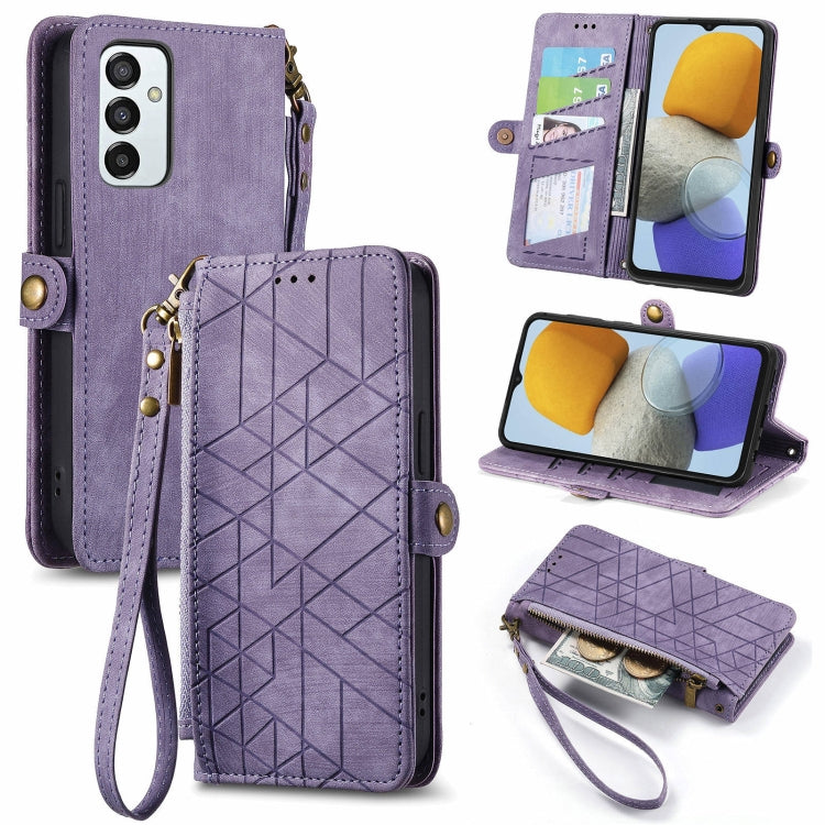 Geometric Zipper Wallet Side Buckle Leather Phone Case, For Samsung Galaxy S23 5G, For Samsung Galaxy A14 5G, For Samsung Galaxy S20 FE, For Samsung Galaxy M33, For Samsung Galaxy M23, For Samsung Galaxy A13 4G, For Samsung Galaxy M52 5G               ...