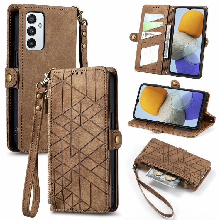Geometric Zipper Wallet Side Buckle Leather Phone Case, For Samsung Galaxy S23 5G, For Samsung Galaxy A14 5G, For Samsung Galaxy S20 FE, For Samsung Galaxy M33, For Samsung Galaxy M23, For Samsung Galaxy A13 4G, For Samsung Galaxy M52 5G               ...