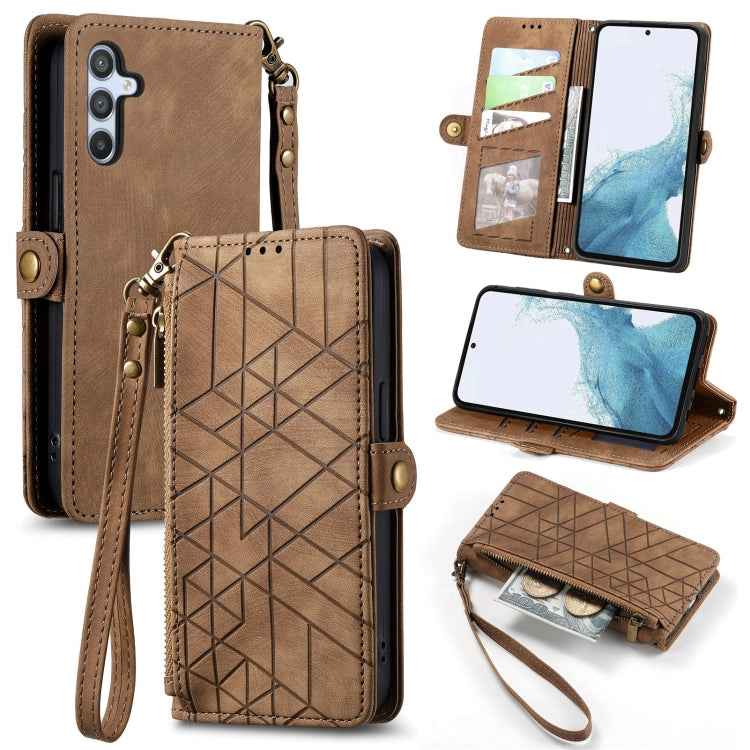 Geometric Zipper Wallet Side Buckle Leather Phone Case, For Samsung Galaxy S26 Edge 5G, For Samsung Galaxy S25 Edge 5G, For Samsung Galaxy A36 5G, For Samsung Galaxy S25 5G, For Samsung Galaxy S25+ 5G, For Samsung Galaxy S25 Ultra 5G                   ...