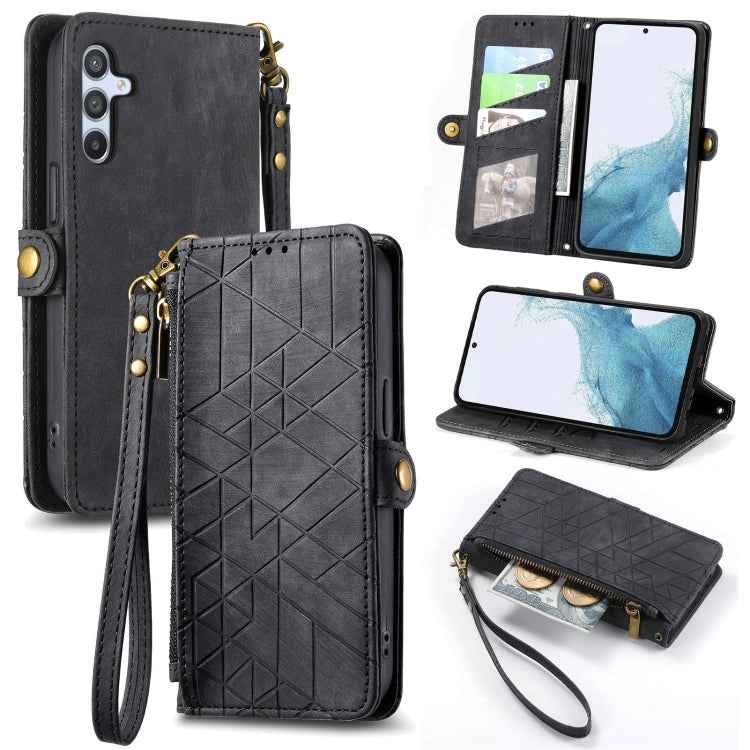 Geometric Zipper Wallet Side Buckle Leather Phone Case, For Samsung Galaxy S26 Edge 5G, For Samsung Galaxy S25 Edge 5G, For Samsung Galaxy A36 5G, For Samsung Galaxy S25 5G, For Samsung Galaxy S25+ 5G, For Samsung Galaxy S25 Ultra 5G                   ...