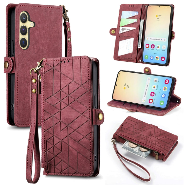 Geometric Zipper Wallet Side Buckle Leather Phone Case, For Samsung Galaxy S26 Edge 5G, For Samsung Galaxy S25 Edge 5G, For Samsung Galaxy A36 5G, For Samsung Galaxy S25 5G, For Samsung Galaxy S25+ 5G, For Samsung Galaxy S25 Ultra 5G                   ...