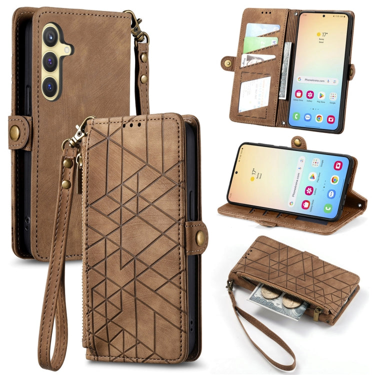 Geometric Zipper Wallet Side Buckle Leather Phone Case, For Samsung Galaxy S26 Edge 5G, For Samsung Galaxy S25 Edge 5G, For Samsung Galaxy A36 5G, For Samsung Galaxy S25 5G, For Samsung Galaxy S25+ 5G, For Samsung Galaxy S25 Ultra 5G                   ...