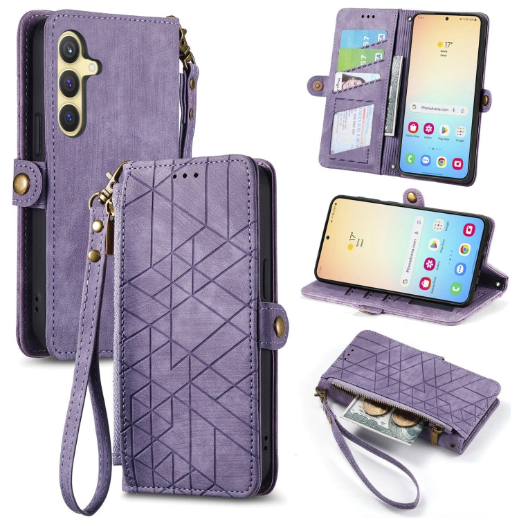 Geometric Zipper Wallet Side Buckle Leather Phone Case, For Samsung Galaxy S26 Edge 5G, For Samsung Galaxy S25 Edge 5G, For Samsung Galaxy A36 5G, For Samsung Galaxy S25 5G, For Samsung Galaxy S25+ 5G, For Samsung Galaxy S25 Ultra 5G                   ...