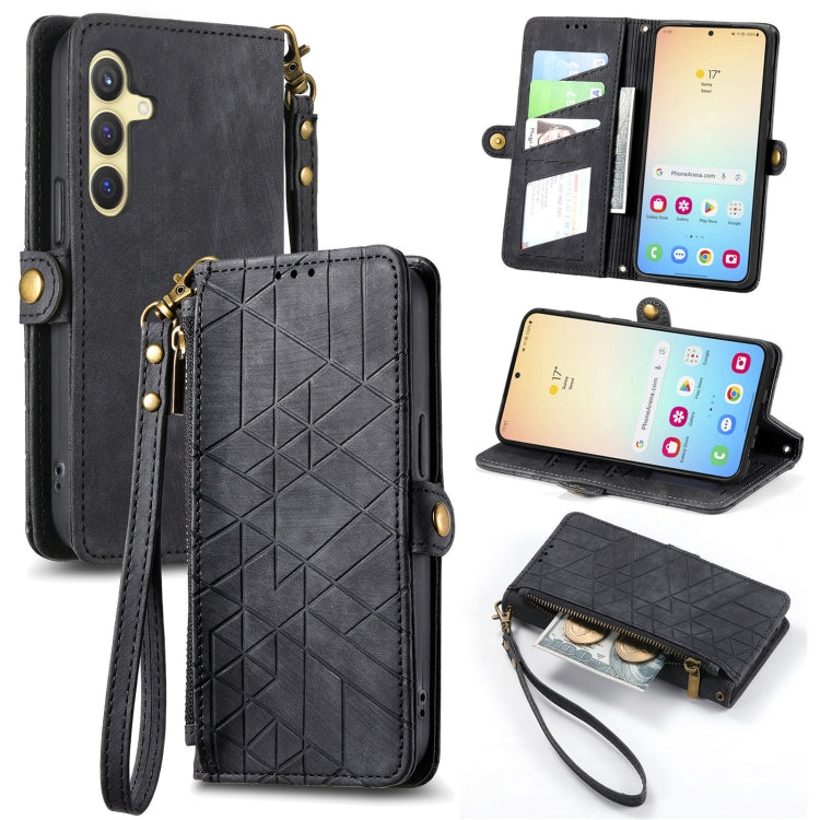 Geometric Zipper Wallet Side Buckle Leather Phone Case, For Samsung Galaxy S26 Edge 5G, For Samsung Galaxy S25 Edge 5G, For Samsung Galaxy A36 5G, For Samsung Galaxy S25 5G, For Samsung Galaxy S25+ 5G, For Samsung Galaxy S25 Ultra 5G                   ...