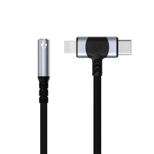 JS-65 USB-C/Type-C+8 Pin Male to 3.5mm Audio Female Headphone Adapter Cable Cord