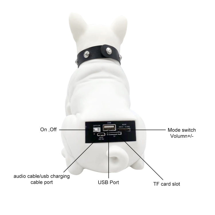 CH-M10 Bulldog Stereo Wireless Bluetooth Speaker, Support TF Card / U Disk / FM, White