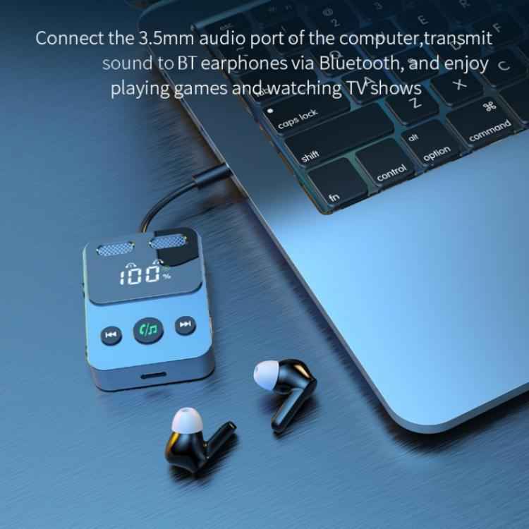 BR17 Bass Boost 2 In 1 Digital Display Bluetooth-Compatible Receiver Transmitter Audio Adapter