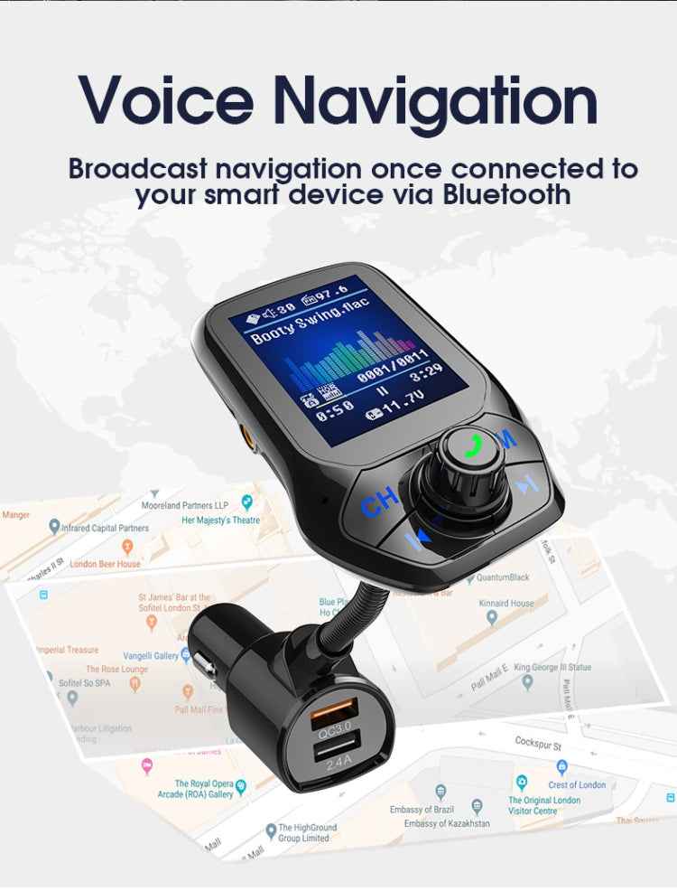 T43 Car Bluetooth Mp3 Multi-function Large Color Screen QC3.0 Bluetooth Car Charge Lossless Car Bluetooth Player