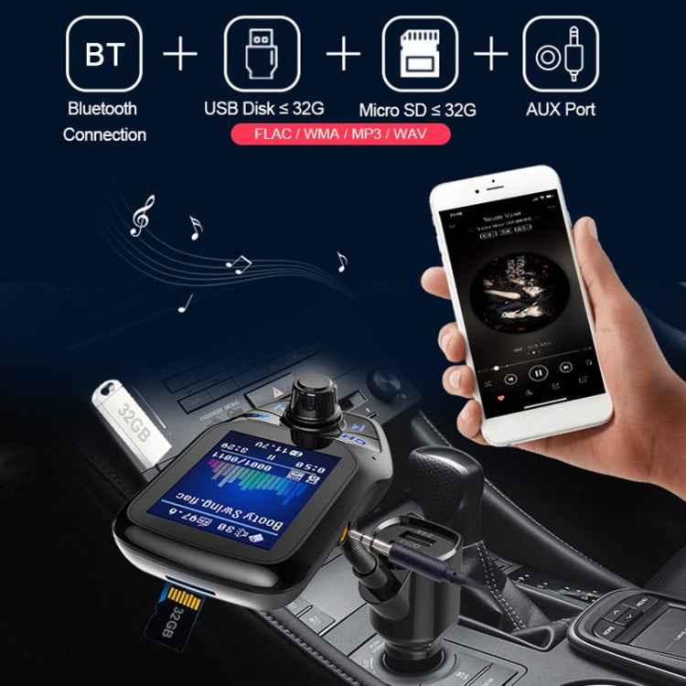 T43 Car Bluetooth Mp3 Multi-function Large Color Screen QC3.0 Bluetooth Car Charge Lossless Car Bluetooth Player