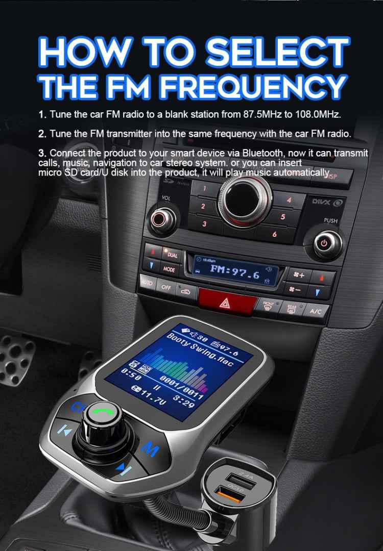 T43 Car Bluetooth Mp3 Multi-function Large Color Screen QC3.0 Bluetooth Car Charge Lossless Car Bluetooth Player