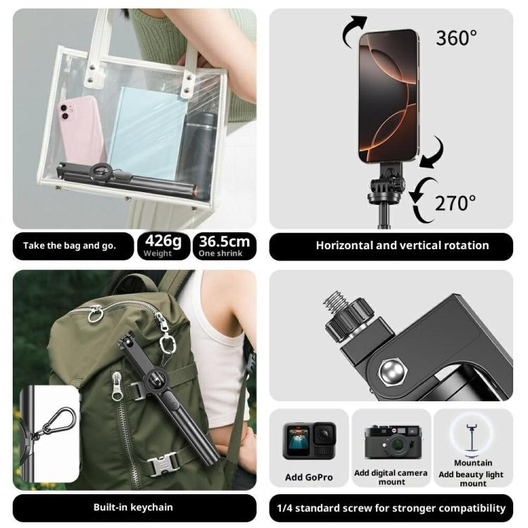 P27-MF Portable Extendable Magnetic Selfie Stick Tripod, P27-MF