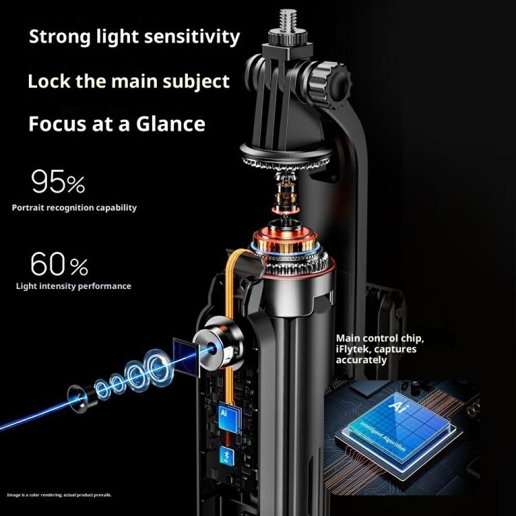 Q625 Portable Foldable Smart AI Tracking Anti-Shake Bluetooth Selfie Stick Quadripod, Q625