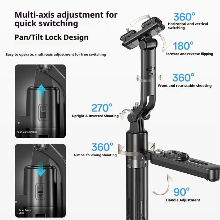 Q625 Portable Foldable Smart AI Tracking Anti-Shake Bluetooth Selfie Stick Quadripod, Q625