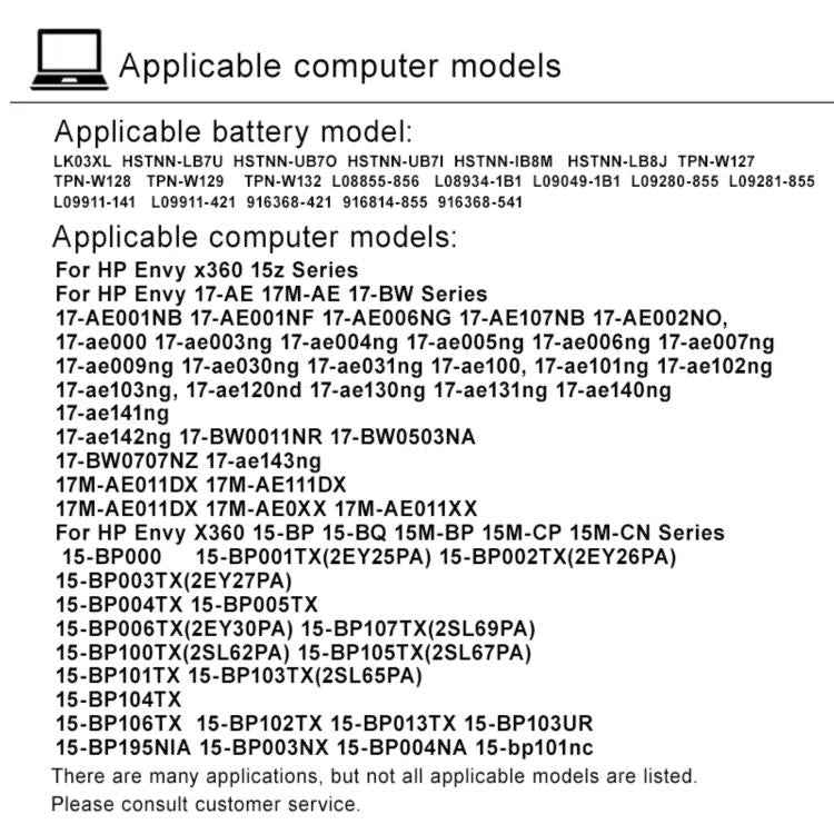 4300mAh Laptop Batteries For HP Envy TPN-W127 TPN-W134, LK03XL