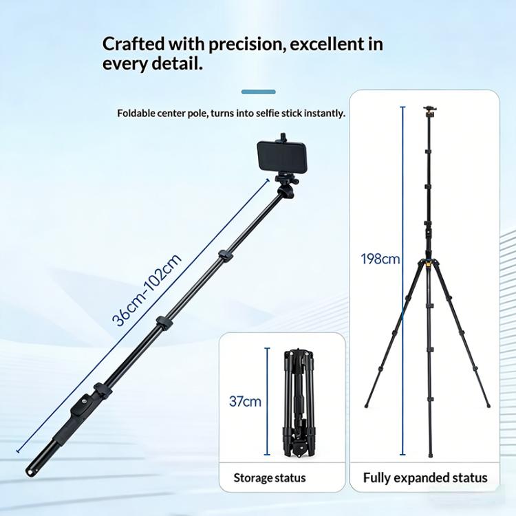 YUNTENG VCT-8068 For Live Streaming 1.98m Adjustable Phone Holder Camera Tripod Stand, VCT-8068