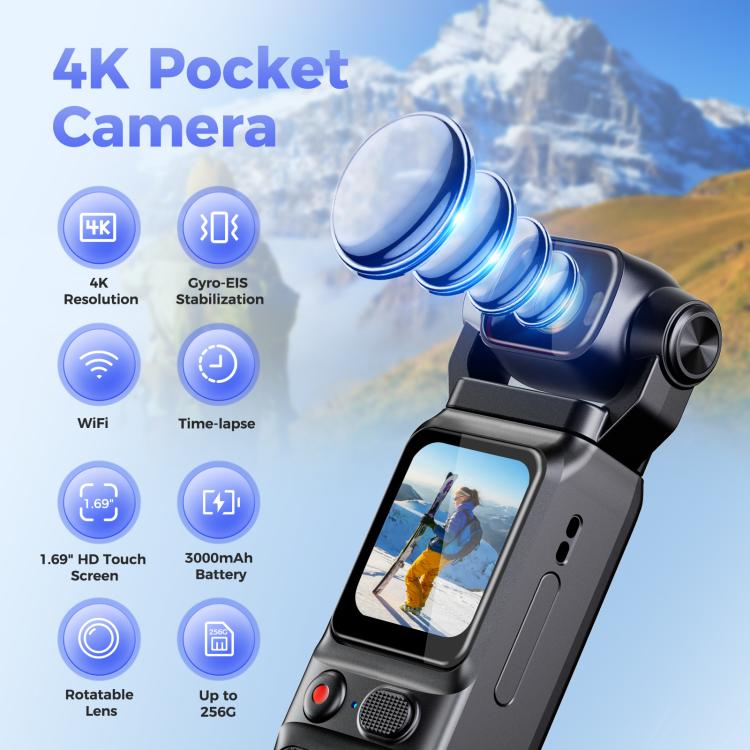L18 Outdoor Recording Gyroscope Stabilization Camera 1.69 Inch Touch Screen 4K Wireless Action Camera, L18