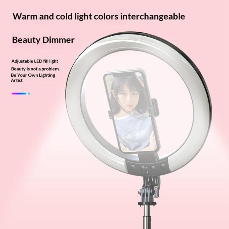 P100-RGB With Rotation Phone Holder 10 Inch Portable Selfie Stick Ring Light RGB Color Fill Light