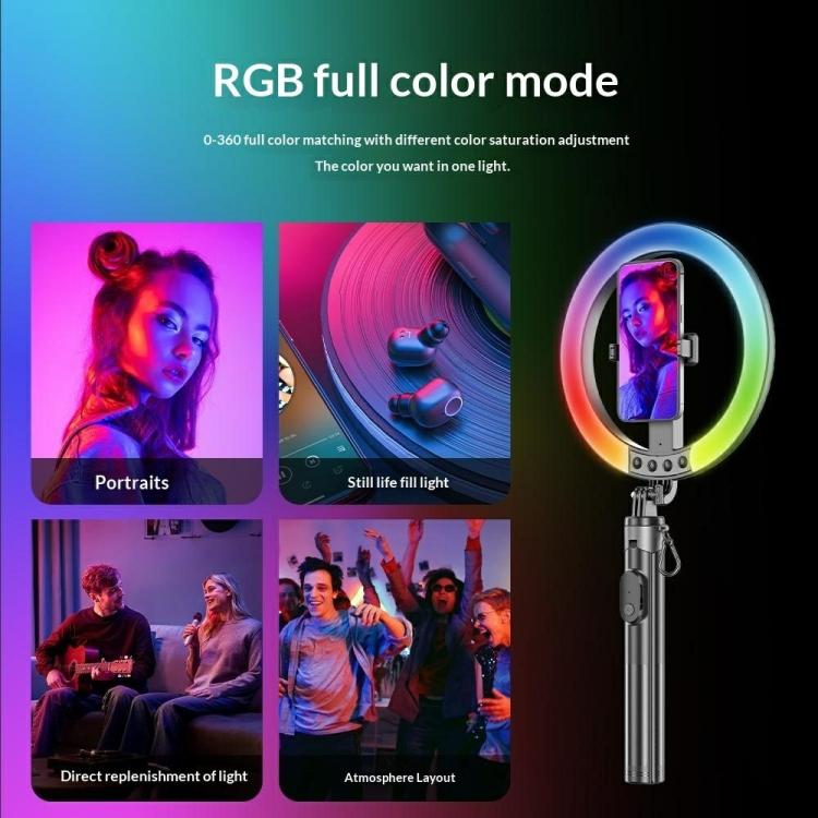 P61RGB For Phone Live Streaming Lighting Equipment Remote Control Selfie Ring Light Tripod