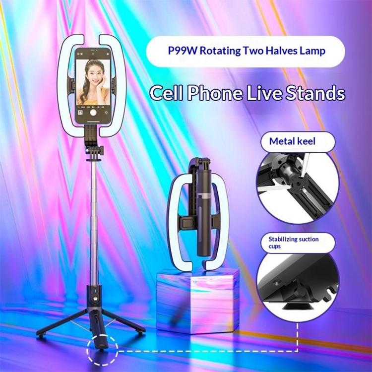 P99W For Live Streaming Selfie Stick Ring Light Phone Tripod Stand Remote Control Beauty Fill Light, P99W