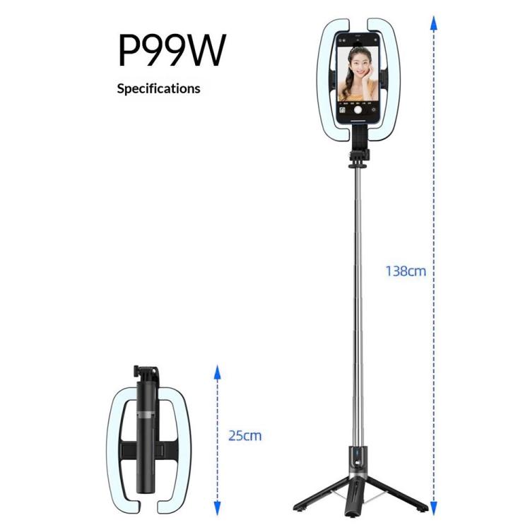 P99W For Live Streaming Selfie Stick Ring Light Phone Tripod Stand Remote Control Beauty Fill Light, P99W