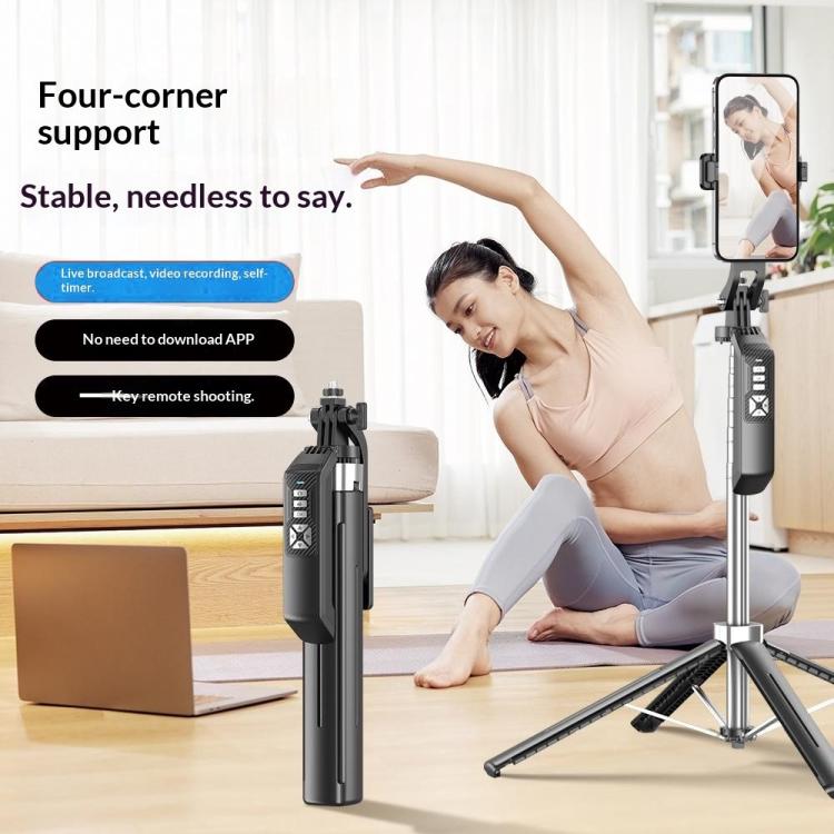 P18TK Anti-Shake Handheld Stabilizer 1.8m Extendable 4-leg Tripod Bluetooth Selfie Stick, P18TK