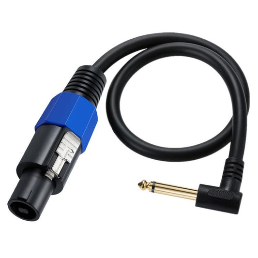 JUNSUNMAY Speakon Male to Right Angle 6.35mm Male Speaker Audio Amplifier Adapter Cable with Snap Lock, Length: 50cm
