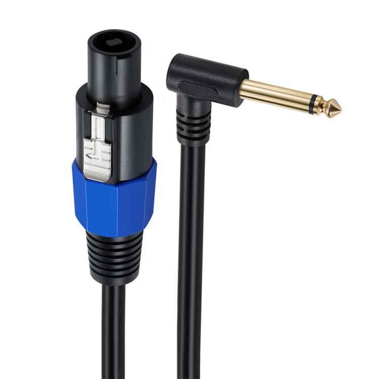 JUNSUNMAY Speakon Male to Right Angle 6.35mm Male Speaker Audio Amplifier Adapter Cable with Snap Lock, Length: 50cm