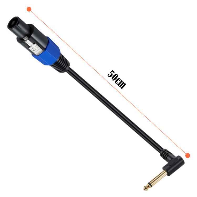 JUNSUNMAY Speakon Male to Right Angle 6.35mm Male Speaker Audio Amplifier Adapter Cable with Snap Lock, Length: 50cm