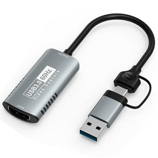 HU-08A 1080P 60Hz HD Capture Adapter HDMI to USB 3.0 / Type-C 2 in 1 Video Capture Card, HU-08A