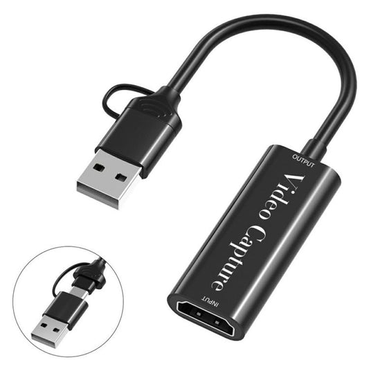 HU-02A Live Streaming Adapter Cable HDMI to USB / Type-C 2 in 1 Video Capture Card, HU-02A
