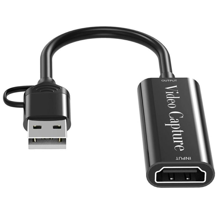 HU-02A Live Streaming Adapter Cable HDMI to USB / Type-C 2 in 1 Video Capture Card, HU-02A
