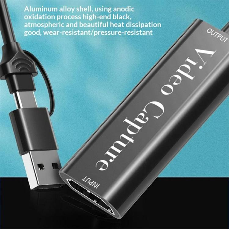 HU-02A Live Streaming Adapter Cable HDMI to USB / Type-C 2 in 1 Video Capture Card, HU-02A