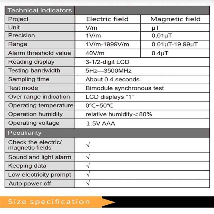 RZ825 Electromagnetic Radiation Tester Portable Digital Liquid Crystal Electromagnetic Field EMF Meter Measuring Instrument For Computer Mobile Phone