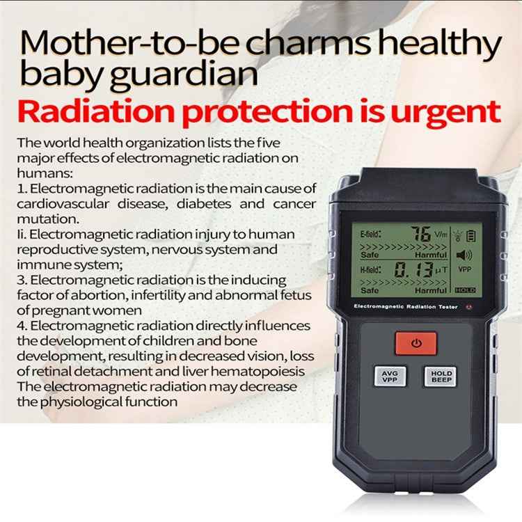 RZ825 Electromagnetic Radiation Tester Portable Digital Liquid Crystal Electromagnetic Field EMF Meter Measuring Instrument For Computer Mobile Phone