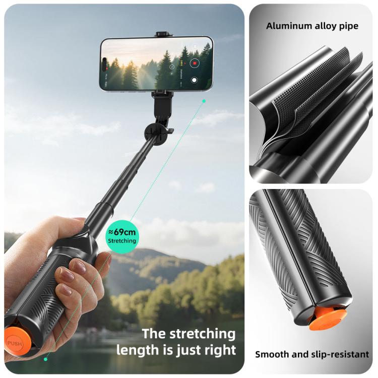 T01 Photography Mini Selfie Stick 69cm Extendable Tripod Bluetooth Remote Phone Holder Stand