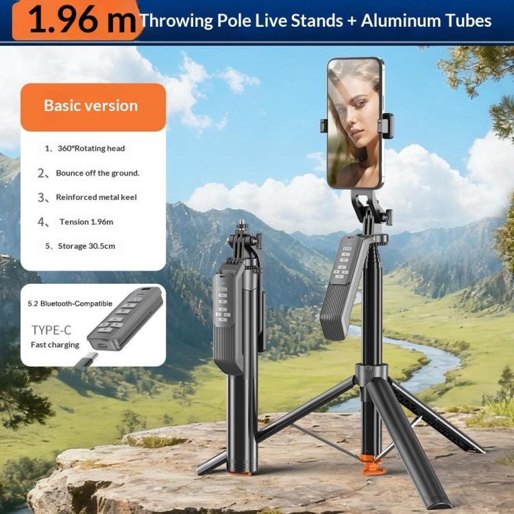 T02TK Bluetooth Remote Control Phone Tripod Stand 360 Degrees Rotation Selfie Stick Tripod, T02TK
