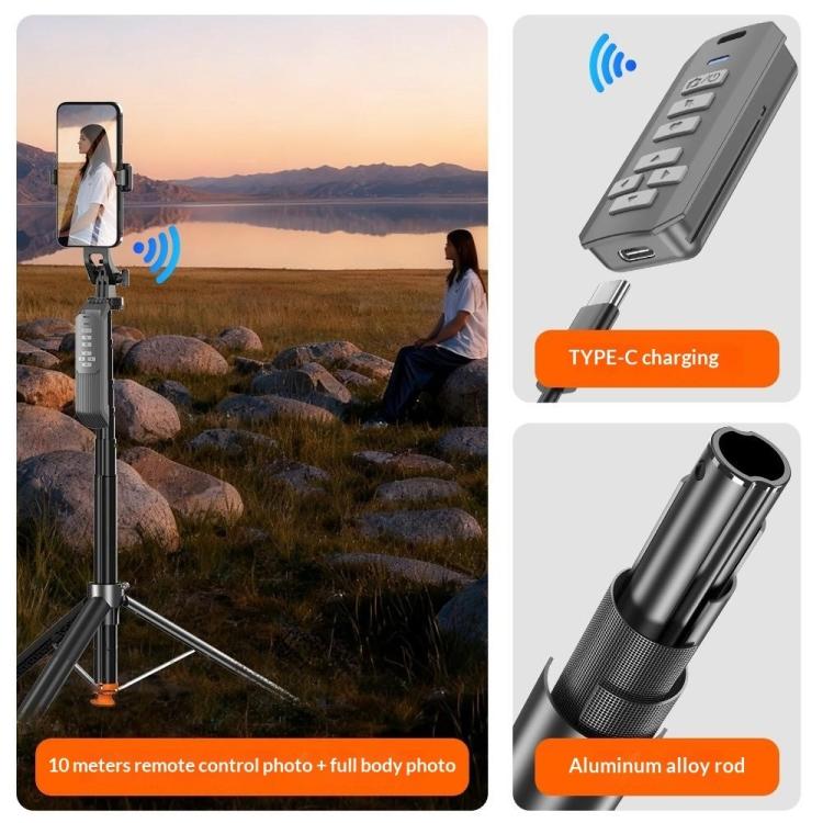 T02TK Bluetooth Remote Control Phone Tripod Stand 360 Degrees Rotation Selfie Stick Tripod, T02TK
