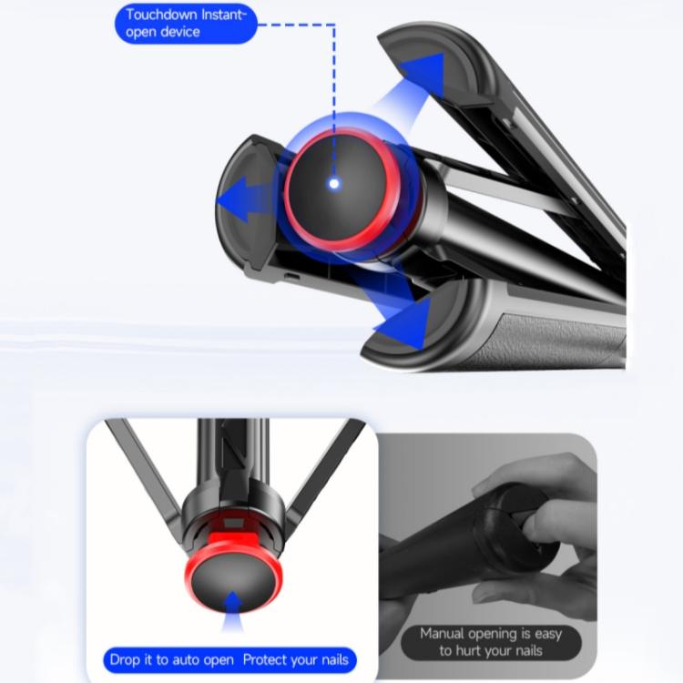 F06 Travel 1300mm Extendable Automatic Tripod One-Touch Deploy Selfie Stick Holder, F06