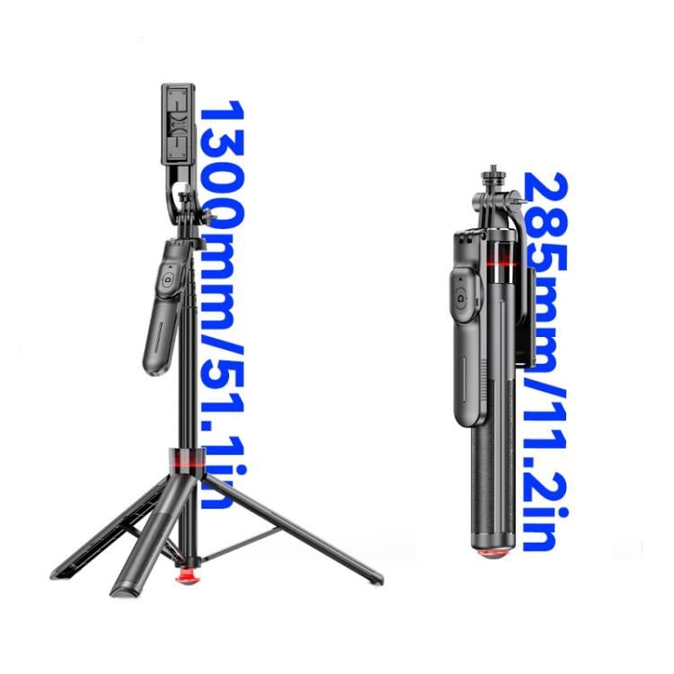 F06 Travel 1300mm Extendable Automatic Tripod One-Touch Deploy Selfie Stick Holder, F06