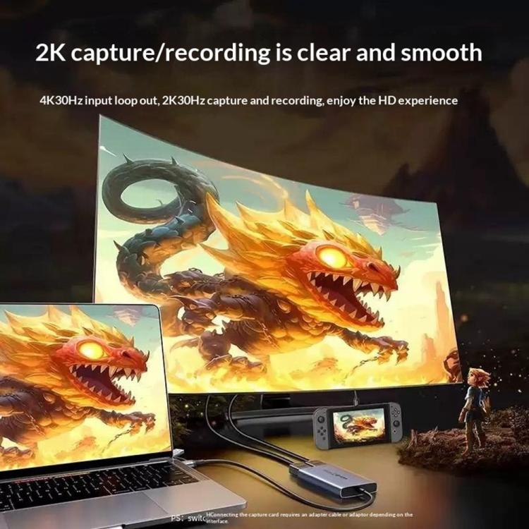 UGREEN CM726-25773 With 4K HD Loop Out USB A / USB C 2 in 1 2K / 30Hz Video Capture Card