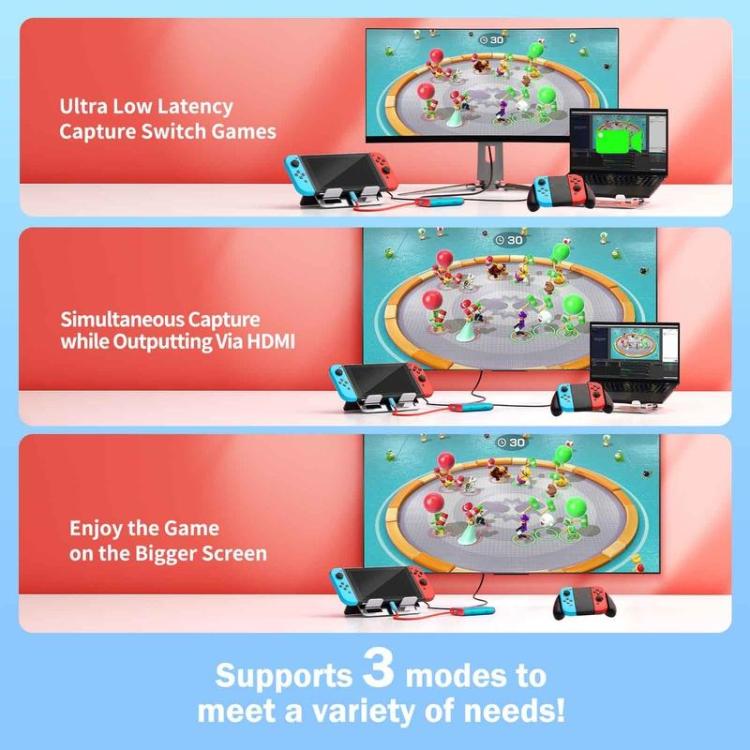 Lemorele AC08-1 4K HDMI Video Capture Card Game Live Recording Adapter, AC08(black), AC08(Lake Blue)
