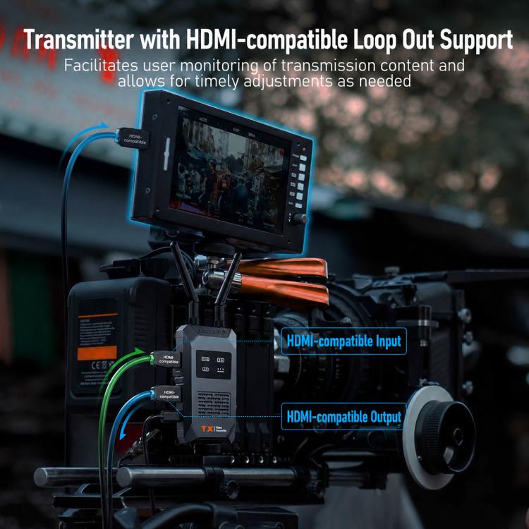 Lemorele R1100 Wireless Video Transmitter 1TX To 4RX 1080P 200M HDMI-compatible Loop Out Adapter, R1100