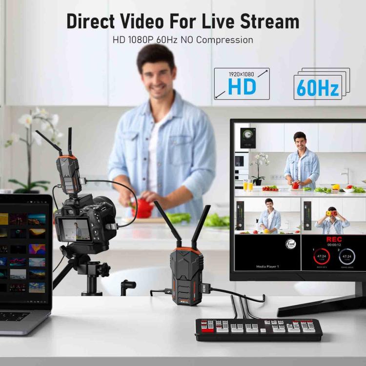 Lemorele R100 Wireless Video Transmitter 1080P 200M HDMI Loop Out 1TX To 4RX Extender