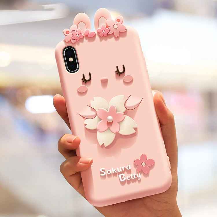 Cherry Blossoms Style Full Package Anti Falling Silicone Sleeve for iPhone X / XS