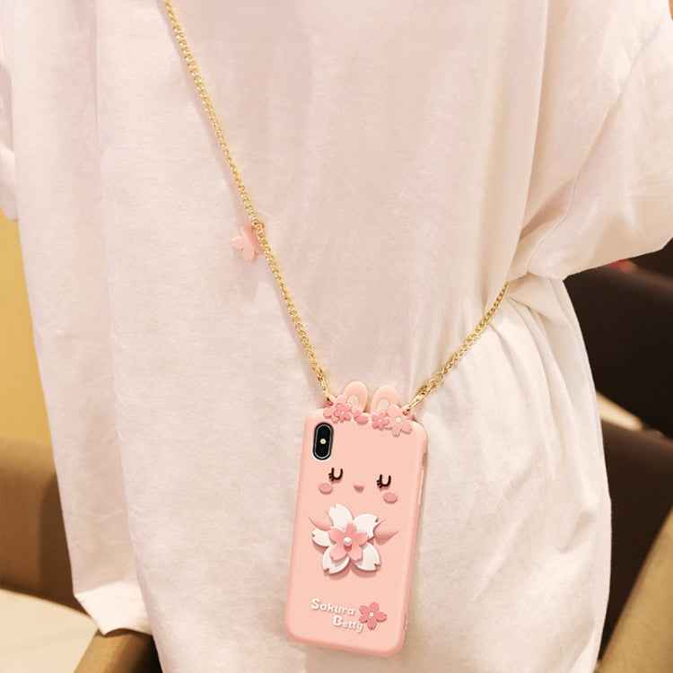 Cherry Blossoms Style Full Package Anti Falling Silicone Sleeve for iPhone X / XS