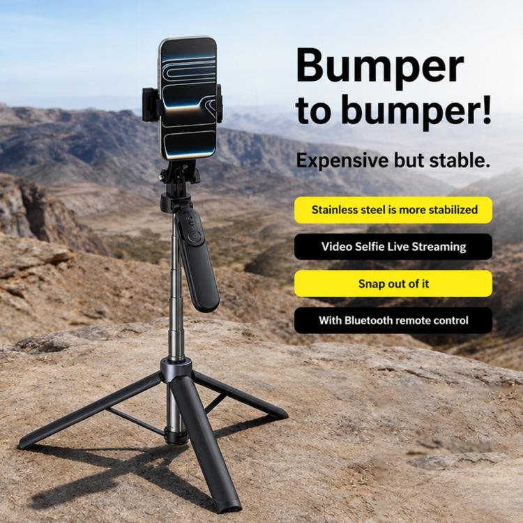 X2 1.3m Extendable 4-Axis Stabilization Phone Holder Bluetooth Remote Control Selfie Stick Tripod, X2